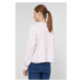 Bavlnené tričko s dlhým rukávom Dr. Denim dámske, ružová farba