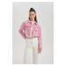 DEFACTO Oversize Fit Crop Pink Gabardine Shirt Jacket