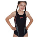 Speedo PLASTISOL PLACEMENT MUSCLEBACK Dievčenské jednodielne plavky, čierna, veľkosť