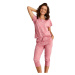 Dámské pyžamo Oksa růžové s hvězdami XL