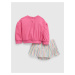 Sada dievčenskej mikiny a šortiek v ružovej a krémovej farbe GAP