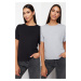 Trendyol Black-Grey 2 Pack Viscose Short Sleeve Crew Neck Knitted T-Shirt