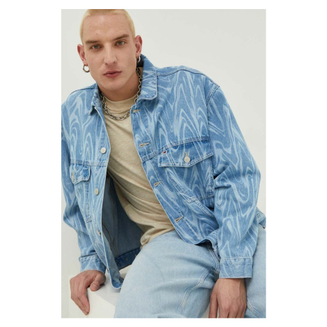 Rifľová bunda Tommy Jeans pánska, prechodná, oversize Tommy Hilfiger