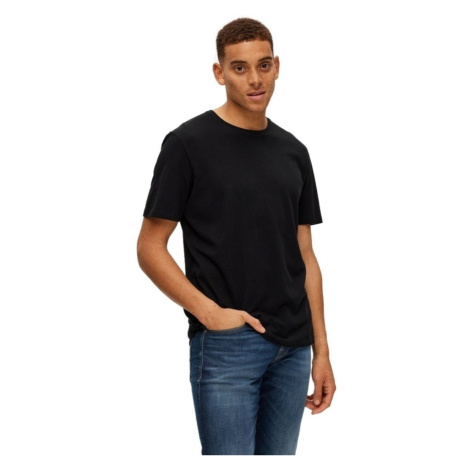Selected  Noos Pan Linen T-Shirt - Black  Tričká a polokošele Čierna