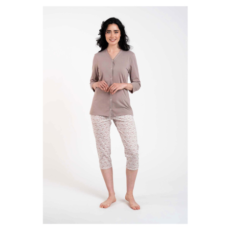 Juliana ́s pyjamas 3/4 sleeve, 3/4 legs - cappuccino/print Italian Fashion