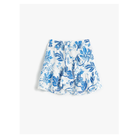 Koton Floral Mini Skirt Ruffled