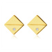 Diamantové náušnice zo 14K žltého zlata - štvorčeky s diagonálnym ryhovaním, brilianty