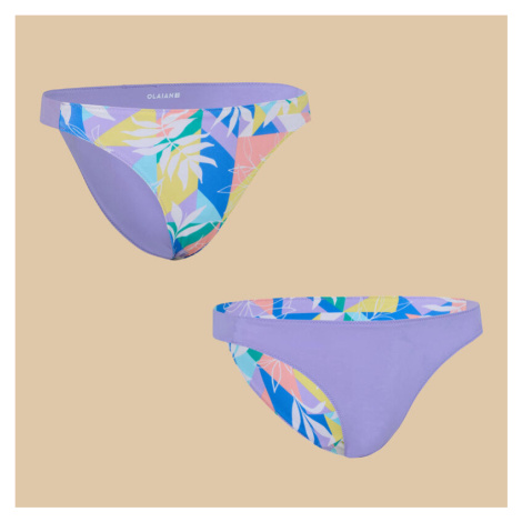 Dievčenské plavky 500 spodný diel obojstranné fialové OLAIAN