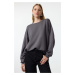 Trendyol Anthracite Soft Touch Crew Neck Oversize/Wide Cut Knitted Sweatshirt