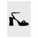 Semišové sandále HUGO Vicky čierna farba, 50487944