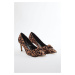 Trendyol Leopard Bow Brown Women's Classic Thin Heel Shoe