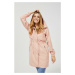 Pink parka jacket with hood - pink