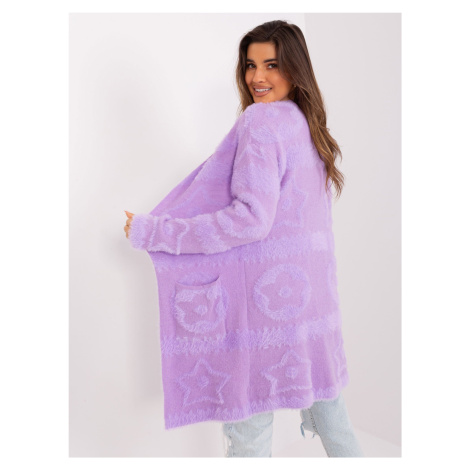 Light purple soft cardigan with patterns