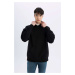 DEFACTO Black Oversize Fit Wide Mold Hooded Kangaroo Pocket Basic Plain Sweatshirt