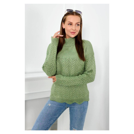 Dark mint sweater with decorative ruffle