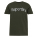 Superdry Tričko 'Classic Tee'  sivá melírovaná / olivová