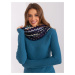 Women's navy blue openwork scarf with patterns