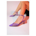 LuviShoes LIEDE Purple Patent Leather Women's Pointed Toe Thin Heeled Shoes