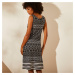 Blancheporte Úpletové šaty s grafickým vzorom, eco friendly čierna/biela