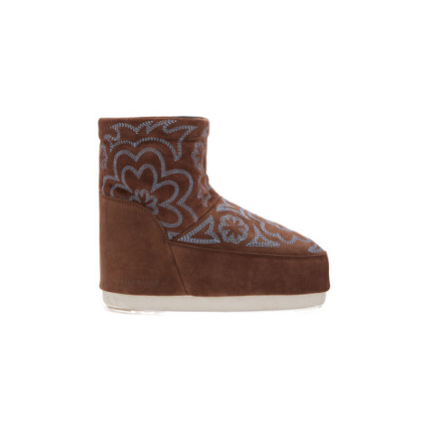 Dámske nízke zimné topánky MOON BOOT MB ICON LOW NOLACE EMBROIDEREDSUEDE-MF18 BROWN BLUE