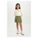 DEFACTO Girl's Pleated Detailed Pocketed Gabardine Skirt