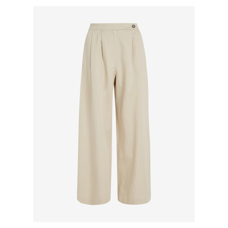 Beige women's wide trousers with linen Tommy Hilfiger - Ladies
