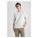 DEFACTO Regular Fit Crew Neck Waffle Sweatshirt