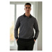 77856 Dewberry Polo Neck Mens Sweater-GREY