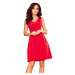 Rozšírené červené dámske bodkované šaty s dekoltom model 7248163