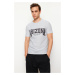 Trendyol White Regular Cut Textured Text Printed T-Shirt