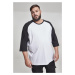 Contrasting raglan T-shirt with 3/4 sleeves wht/bl