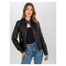 Women's black motorcycle jacket made of artificial leather with stitching