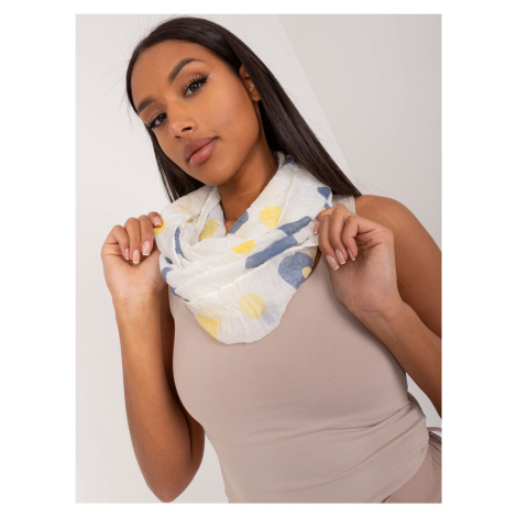 Ecru-yellow women's scarf with polka dots