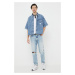 Rifľová košeľa Calvin Klein Jeans pánska, voľný strih, s klasickým golierom