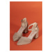 Riccon Women's Heeled Shoes 00123801 Beige Suede