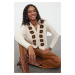 Trendyol Stone Soft Texture Crochet Detailed Knitwear Cardigan