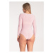 SVETLORUŽOVÉ DÁMSKE BODY S VÝSTRIHOM M1037 PINK