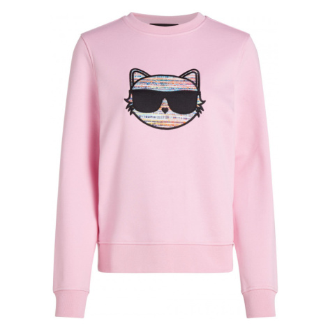 Mikina Karl Lagerfeld Boucle Choupette Sweatshirt Ružová