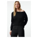 Trendyol Black Wool Boat Neck Basic Knitwear Sweater