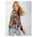 Beige and black velour blouse with animal pattern from RUE PARIS