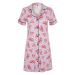 Trendyol Curve Pink Watermelon Patterned Shirt Collar Piping Knitted Nightgown