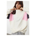 Trendyol Multicolored Color Blocked Zippered Oversize/Wide Fit Fleece Knitted Sweatshirt