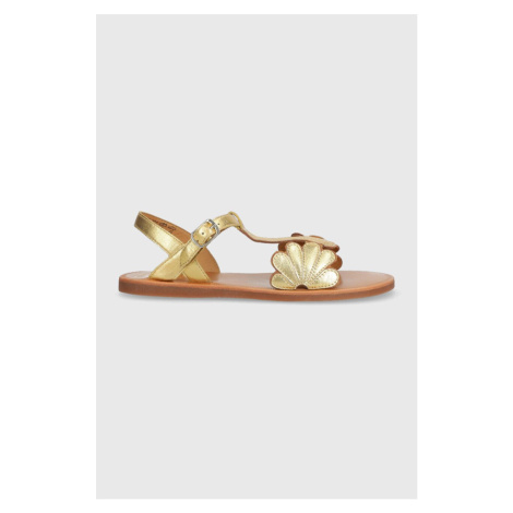 Kožené sandále Pom D'api zlatá farba