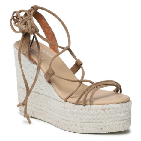 Manebi Espadrilky Soft Suede Lace-Up Wedge Espadrilles L 8.7 WA Hnedá