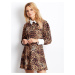 Dámske hnedé šaty s leopardím vzorom a golierom PL-SK-1477.41-brown