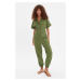 Trendyol Green Belted Buttoned Overalls