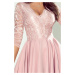 Púdrovo ružové šaty s čipkovými rukávmi FRANCESCA 210-11