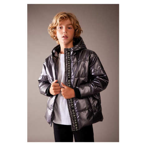 DEFACTO Boy's Water Repellent Hooded Fleece Lined Puffer Jacket