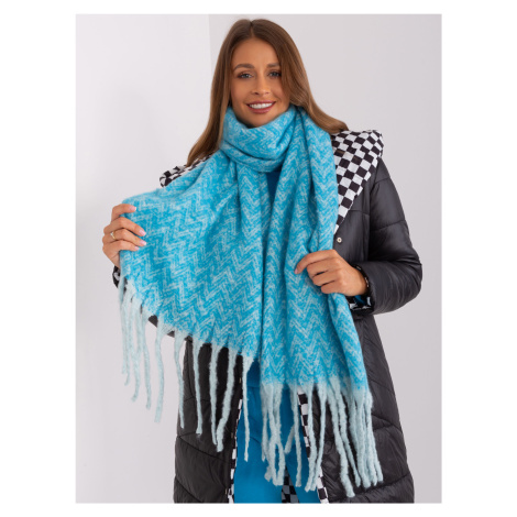 Blue knitted women's scarf