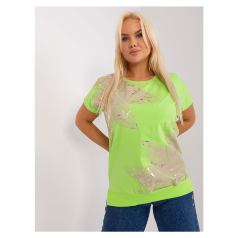 Light green women's blouse plus size with print